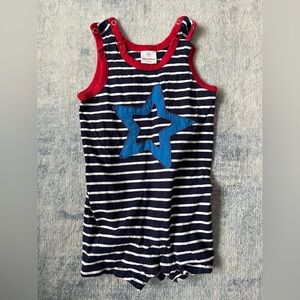 Hanna Andersson Striped Baby Sleeveless Shortie Romper. Size 70 cm, 9-18 months.